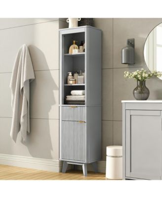 Tall Storage Cabinet, Adjustable Shelves with One Drawer and Door, Versatile for Bathroom
