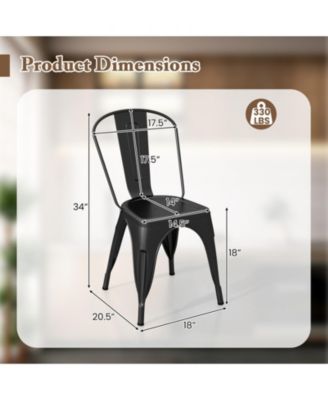 Set of 4 Metal Dining Chairs with Removable Backrest