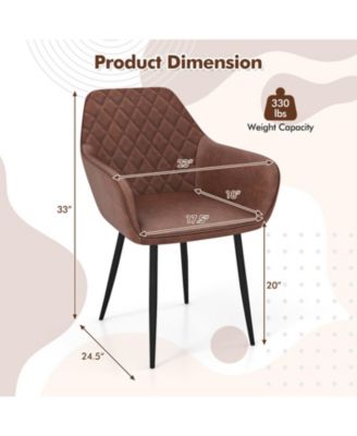 Set of 2 Leisure Dining Chairs with Curved Backrest and Wide Seat