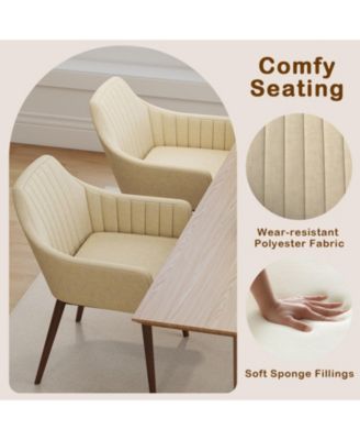 Set of 2 Upholstered Accent Dining Chairs with Padded Seat and Armrests
