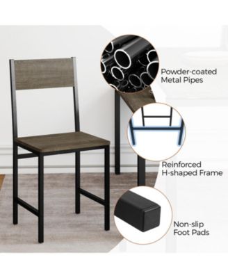 Set of 4 Engineered Wood Dining Chairs with Metal Legs and Slanted Back