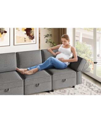 Convertible Sectional Sofa with Reversible Chaise, Chenille Modular Couch with Storage
