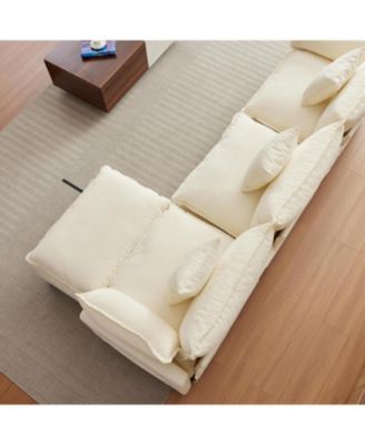 111.5" Modular Sectional Sofa, 3-Piece Chenille Cloud Couch with Ottoman