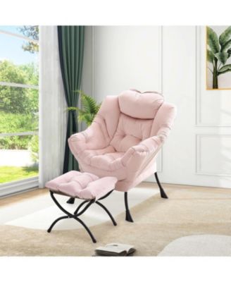 Lazy Chair with Ottoman - 400lb Capacity Lounge Chair, Oversized Reading Armchair with Folding Footrest and Side Pocket