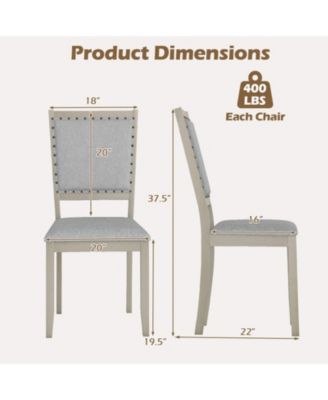 Set of 2 Farmhouse Fabric Upholstered Dining Chairs with Nailhead Trim