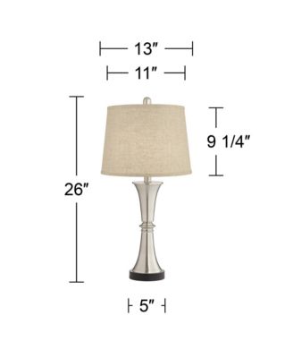 Seymore Modern Table Lamps 26" High Set of 2 with USB Port LED Touch On Burlap Linen Drum Shade for Bedroom Living Room Desk