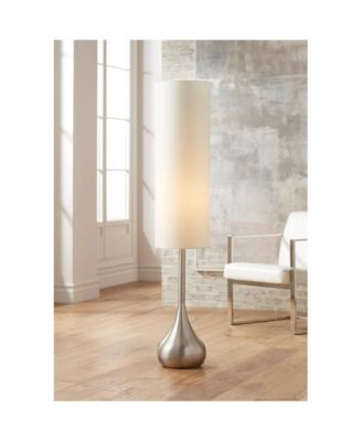 Moderne Mid Century Modern 62" Tall Droplet Floor Lamp with Smart Socket Brushed Nickel Cylinder Shade for Living Room