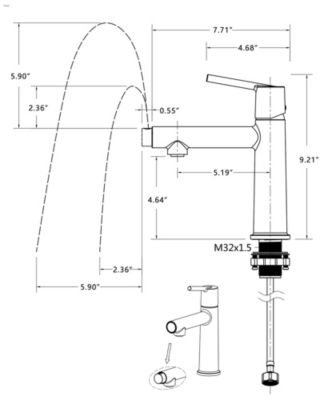 Gun Gray Single Handle Bathroom Sink Faucet, 1/3-Hole Deck Mount, 2-Way Fountain and Flow Mode, with 9/16" Hoses