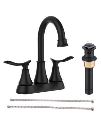 2-Handle 4-Inch Matte Bathroom Faucet, Bathroom Vanity Sink Faucets with Pop-up Drain and Supply Hoses