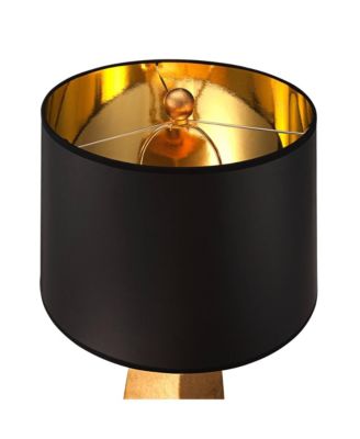 Obelisk Modern Table Lamp with Square Marble Riser 26" High Gold Leaf Drum Shade for Bedroom Living Room Bedside Home Kids