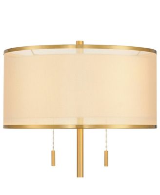Granview Mid Century Modern 66" Tall Standing Floor Lamp with Glass Table USB Port Gold Metal Warm Brass Finish