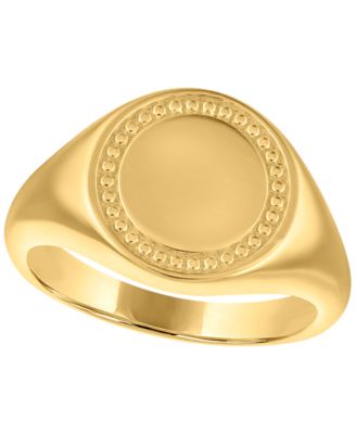 Men's Round Signet Ring in 14k Gold Over Sterling Silver