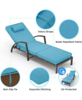 Set of 2 Rattan Folding Chaise Loungers, 5-Position Adjustable