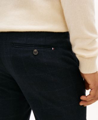 Men's Tonal Check Design Straight Leg Chinos Pants