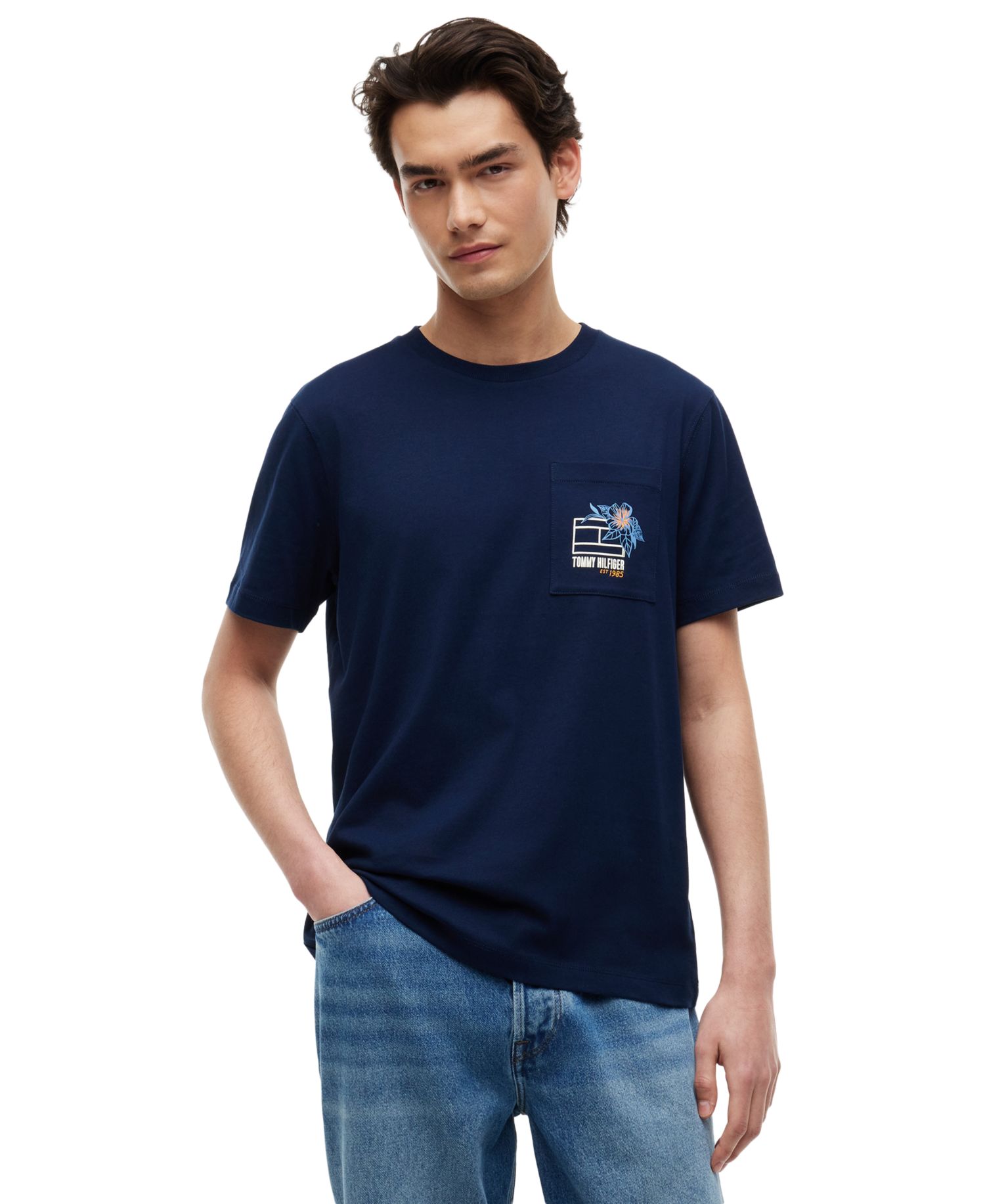 Men's Regular-Fit Summer Floral Graphic Pocket T-Shirt