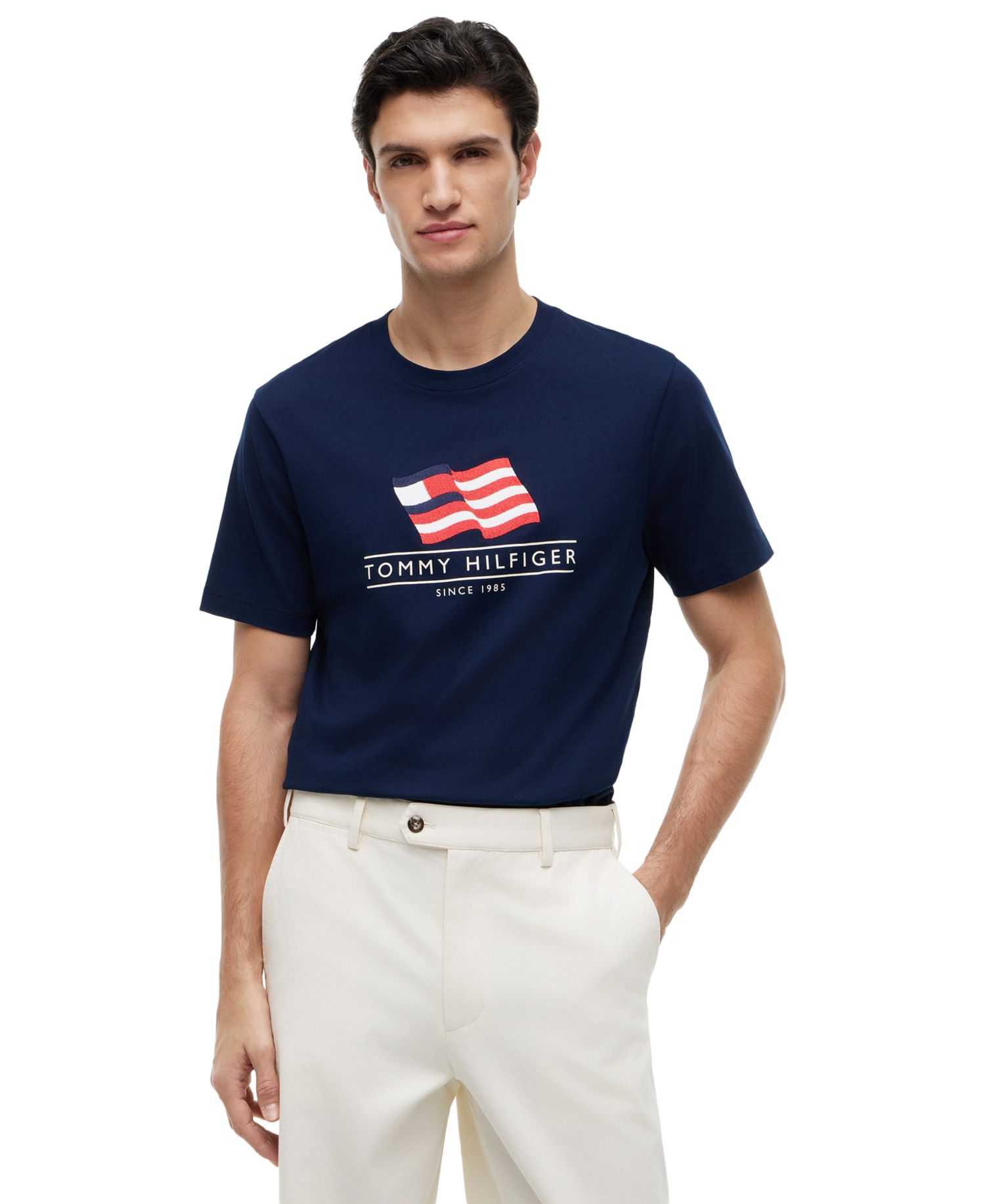 Men's Regular-Fit Red, White, and Blue Americana Main Flag T-Shirt