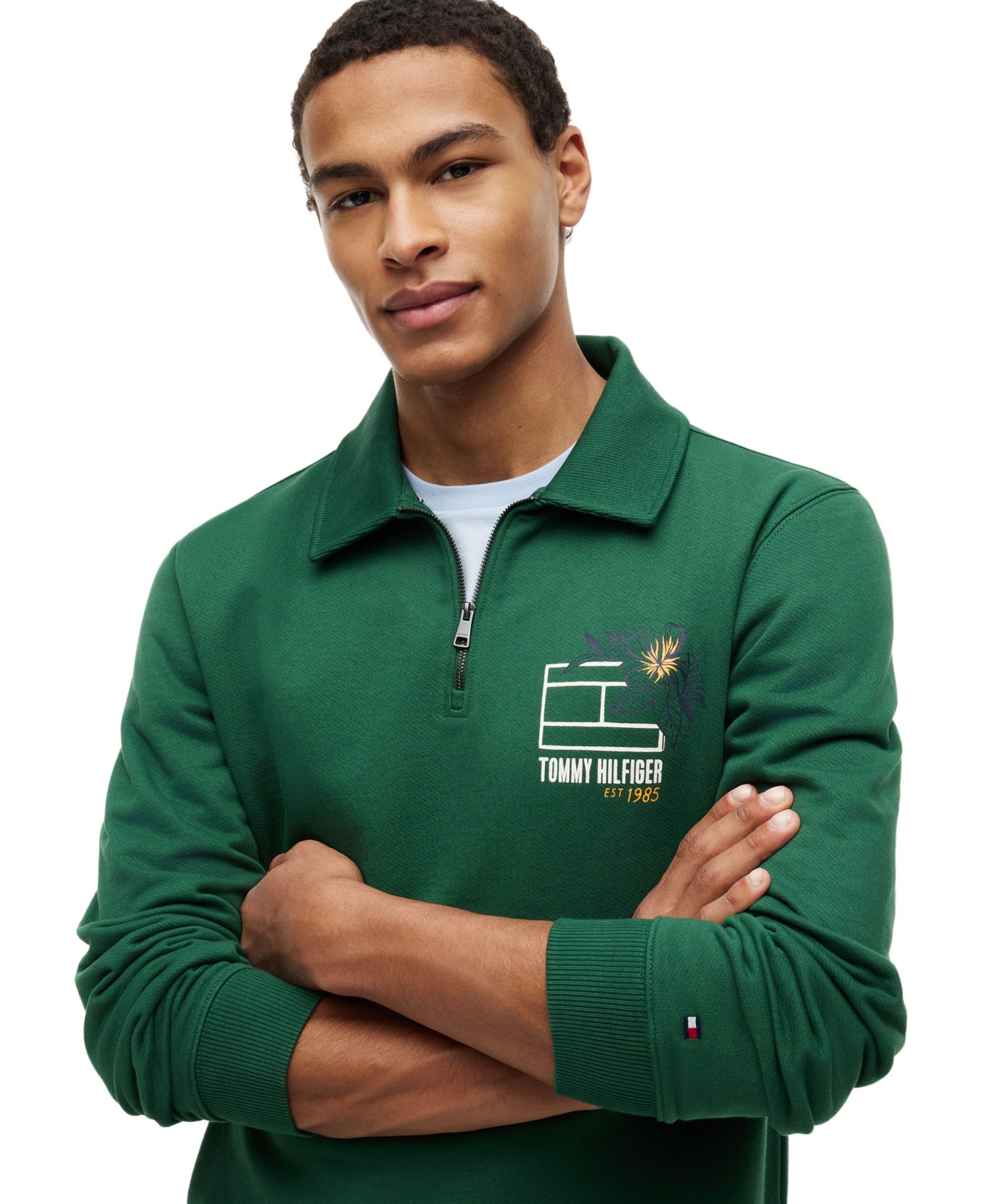 Men's Summer Floral Graphic Rugby Crew Sweatshirt