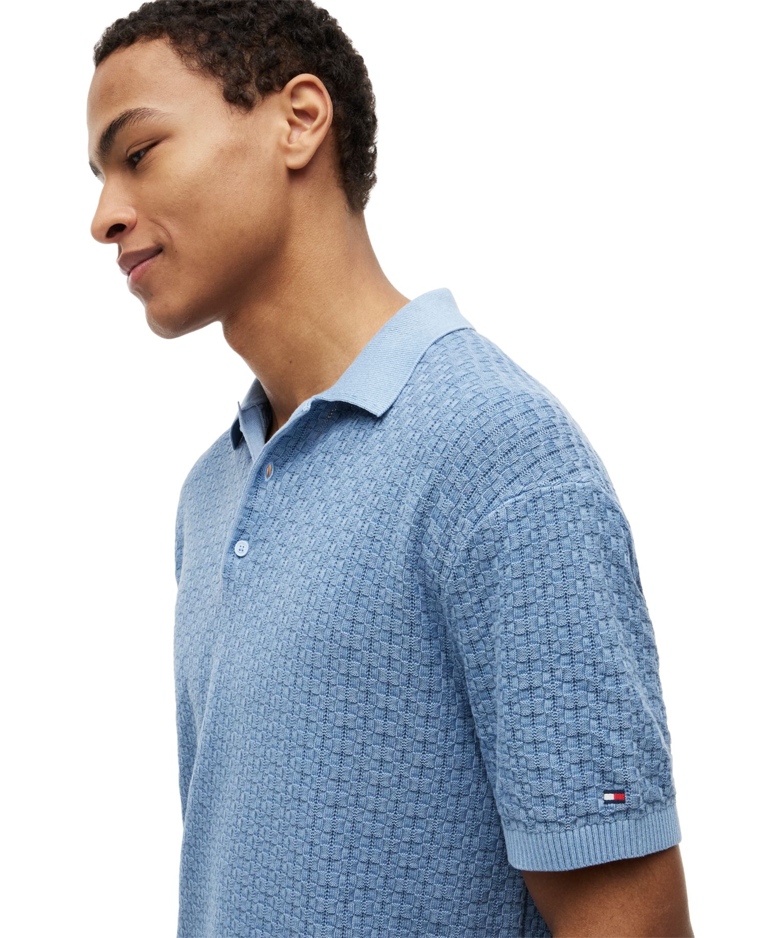 Men's Textured Sweater Polo
