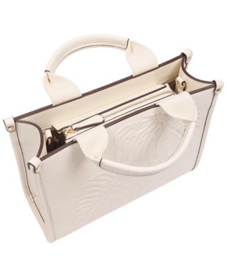 Darcy Leaf Motif Medium Tote – Embossed PU Convertible Top Handle and Crossbody Bag