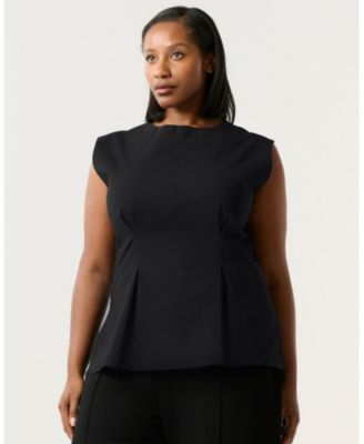 Plus Size Hallie High-Neck Sleeveless Peplum Top