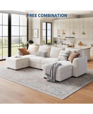 Modular Sectional Sofa-Cloud Sectional Couches- Couch Sectional with Large Storage and Ottoman for Living Room, L-Shape