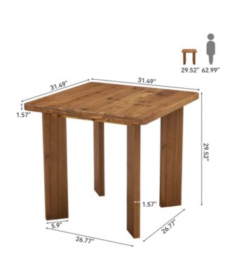Solid Wood Square Dining Table, 31.5-Inch Farmhouse Small Kitchen Table