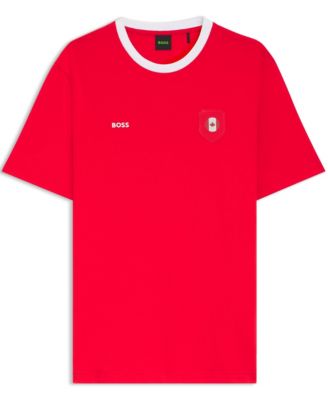 BOSS by Men's Stretch-Cotton Canada Country Flag Logo T-Shirt