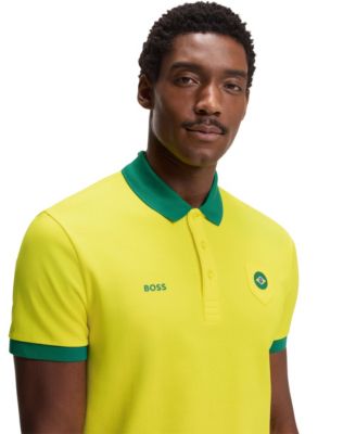 Men's Paddy Brazil Country Flag Trim Polo Shirt