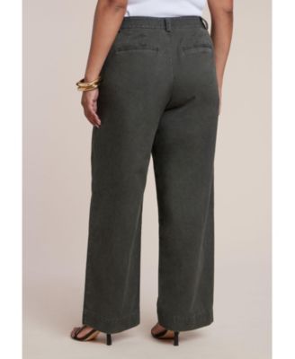 Women's Plus Size Twill Straight Leg Pant