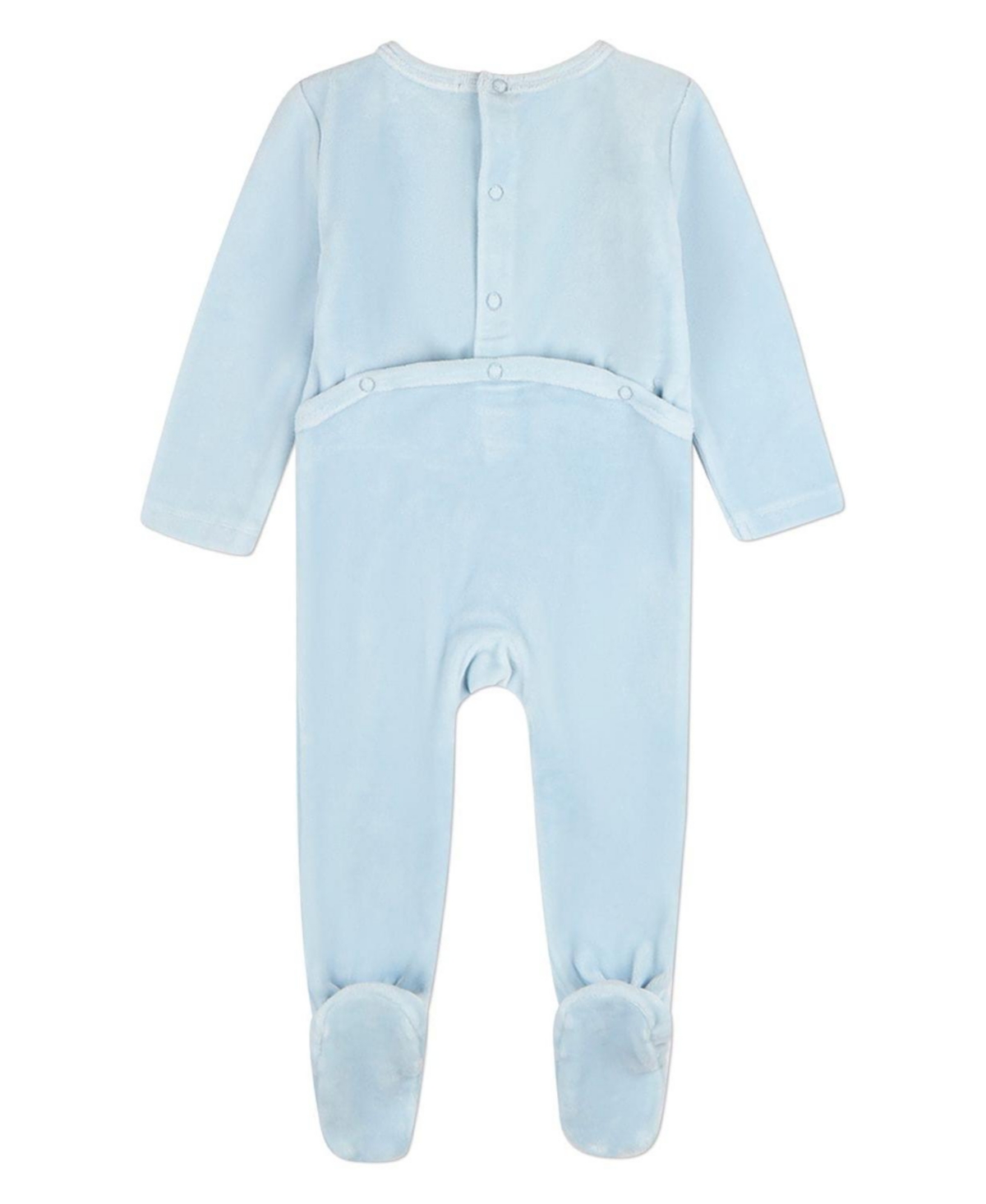 MeMoi Baby Girls "Bunny Meets Chick" Plush Embossed Cotton-Rich Velour Footie