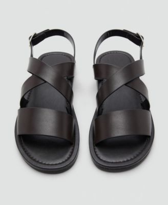 Men's Crossed Straps Leather Sandals