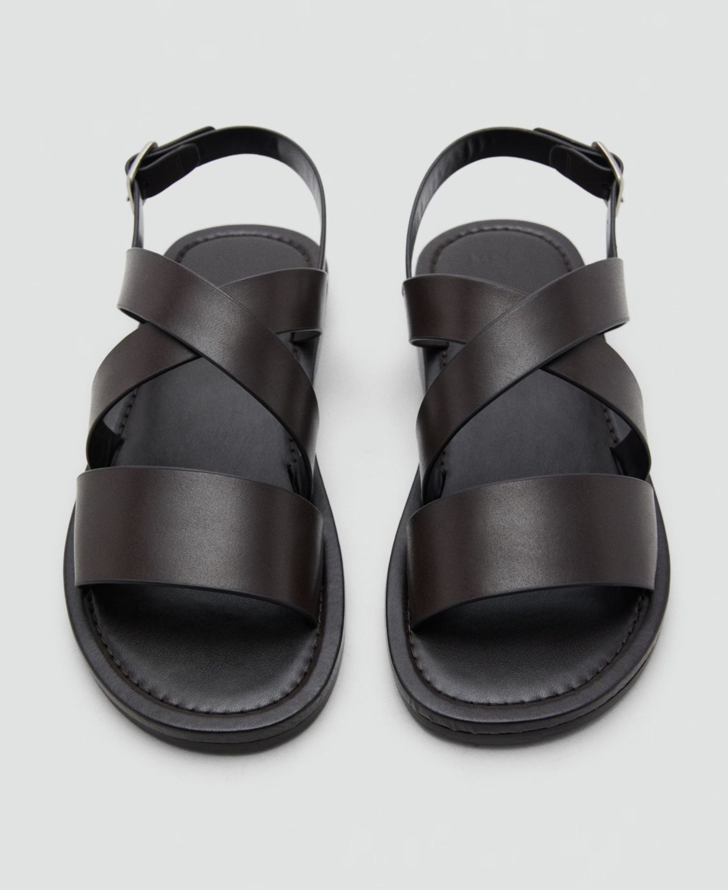 Мужские сандалии MANGO Crossed Straps Leather, цвет: Коричневый — фото 3