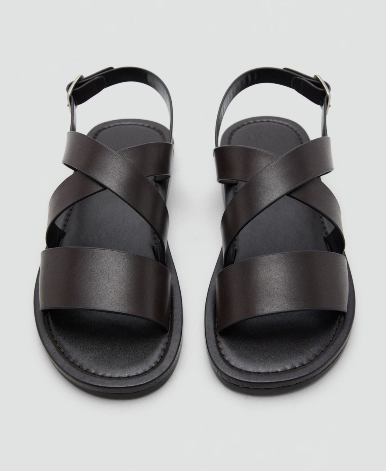Men's Crossed Straps Leather Sandals
