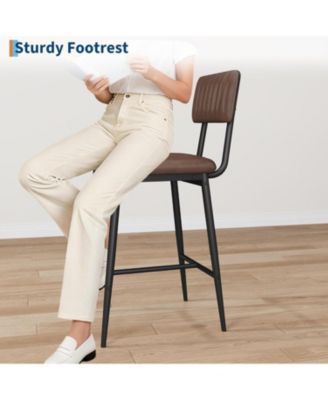 Bar Stools Set of 4 with Backrest and Footrest,Counter Height Bar Stools of 4 with Thick Cushion and Thickened Metal Legs for Island,Kitchen