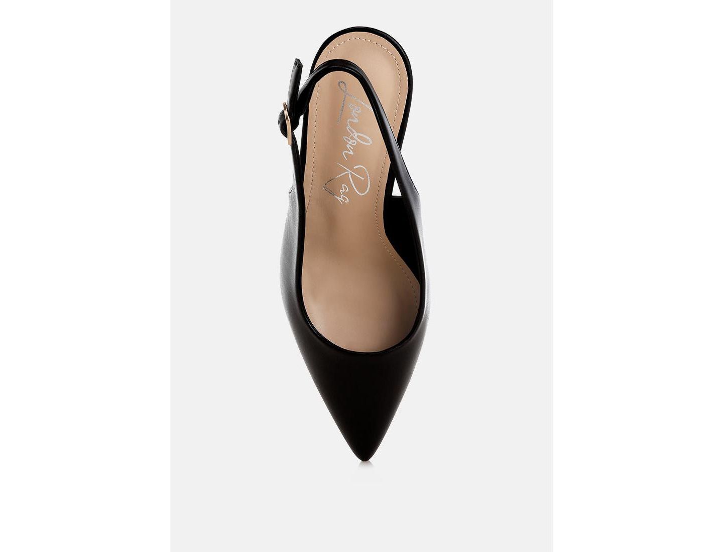 Женские туфли London Rag Jaoba Pointed Toe Pin Buckle Slingbacks, цвет: Чёрная искусственная кожа — фото 7