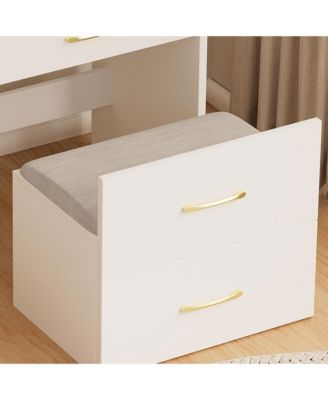 Elegant Modern Wooden Nightstand with 3 Drawers Finish Bedside Table for Bedroom Living Room