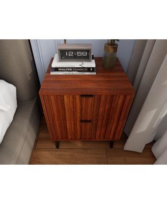 Elegant Modern Wooden Nightstand with 2 Drawers Neutral Finish Bedside Table for Bedroom Living Room