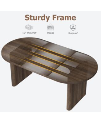 70.8 Inch Oval Dining Table with Upholstered Dining Chairs, Kitchen Table with Sturdy Wooden Base, High Back Dining Chair with Wood Legs