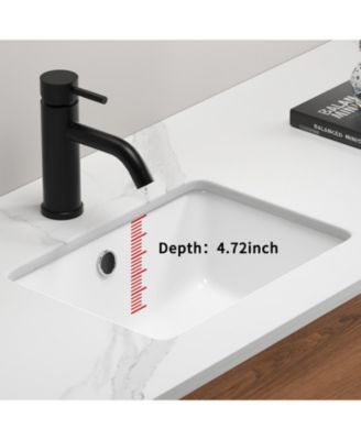 16 Inch Rectangle Undermount Bathroom Sink Under Counter Vanity Sink Opening Size White Porcelain Basin Sink Para Banos