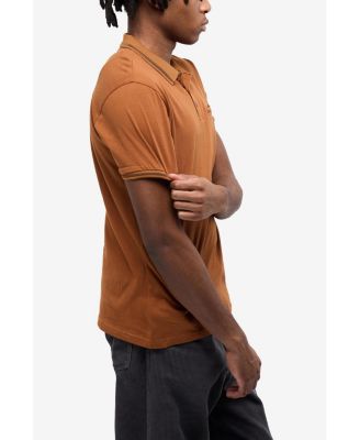 CULTURA Men's Short Sleeves Cotton Polo With Jaquard Rib And Chest Rib Pocket