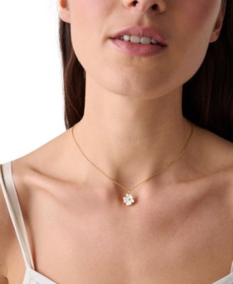 Golden Bloom Cubic Zirconia Flower Pendant Necklace