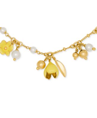 Cubic Zirconia & Glass Golden Bloom Bracelet