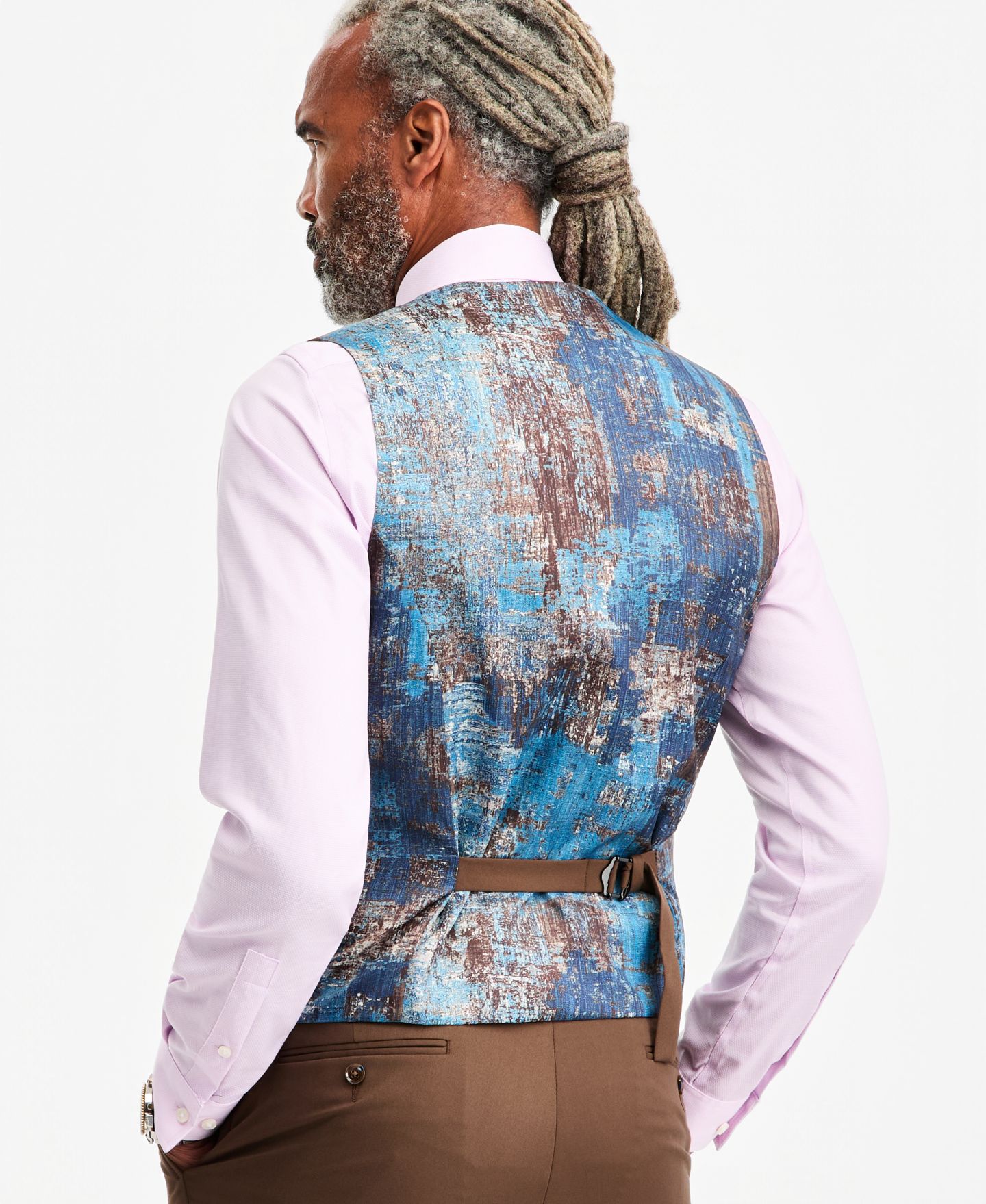 Мужской жилет Tayion Collection Classic-Fit Medium Brown Suit Separate Double-Breasted Vest, цвет: Коричневый — фото 2