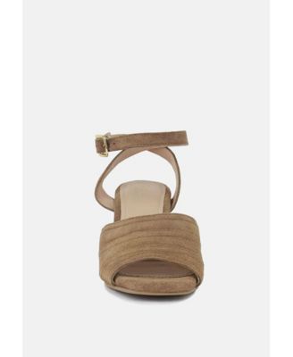 MON-BEAU Women Fine Suede Block Heeled Sandal