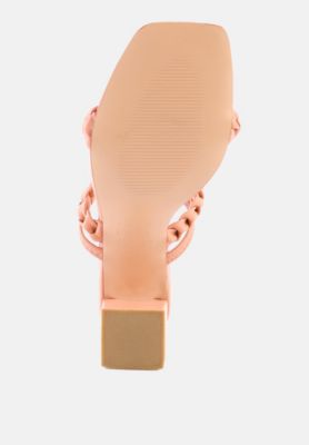 Womens Arnie Dual Braided Strap Block Heel Sandals