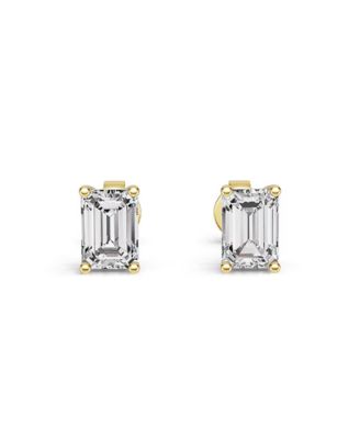 Valentina Moissanite 1 ct. Emerald Cut Stud Earrings in Gold Vermeil