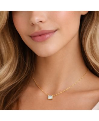 Valentina Moissanite  Emerald Cut Pendant Necklace in Gold Vermeil