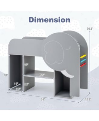 Montessori Bookshelf with Elephant Shape 3-Tier Toddler Toy Storage Organizer