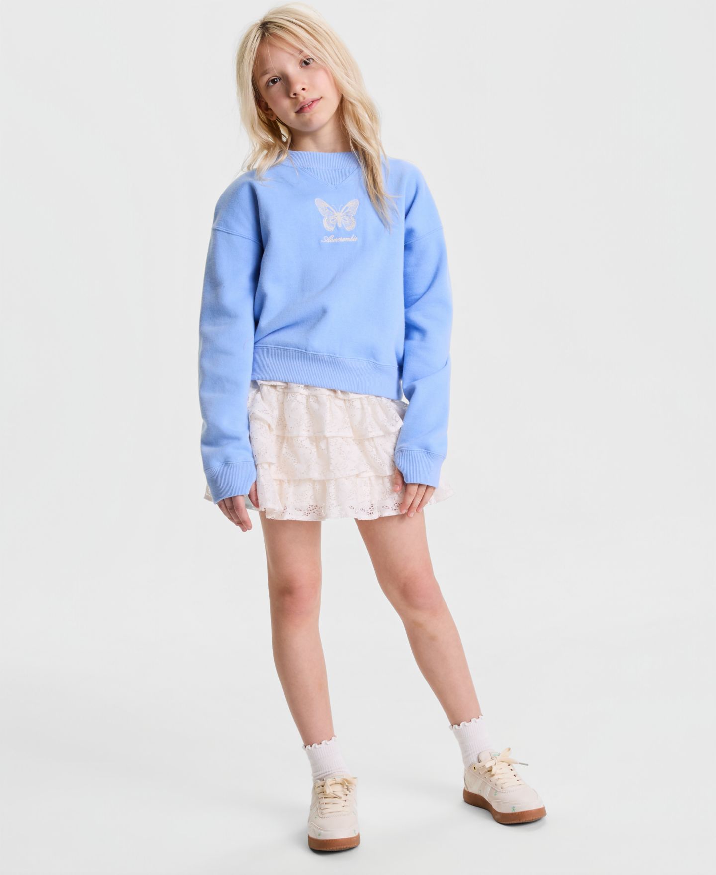 Детский свитшот abercrombie kids с бабочкой для девочек, 5-16, цвет: Пастельный синий — фото 2