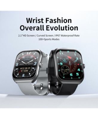 2.1'' Screens Smart Watch with Multi Sport Modes Fitness Watch Compatible with Android iOS - Black